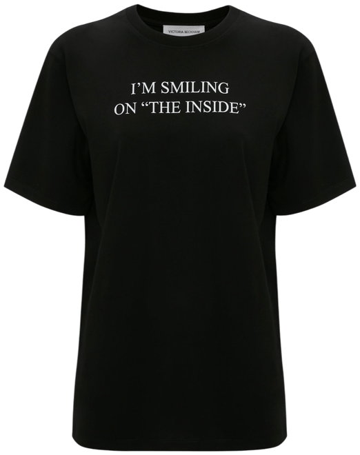 I'm Smiling On The Inside Slogan T-Shirt in Black
