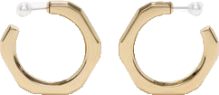 Hexagonal Hoop Earrings In Light Gold