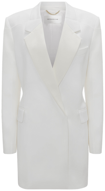 Fold Shoulder Detail Dress In Ivory