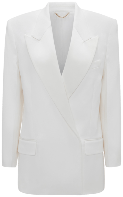Double Breasted Tuxedo Jacket In Ivory