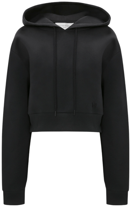 Cropped Neoprene Hoodie In Black