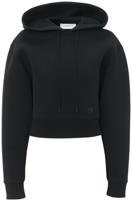 Cropped Structured Hoodie In Black