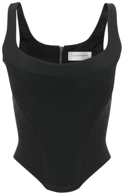 Side Panel Corset Top In Black