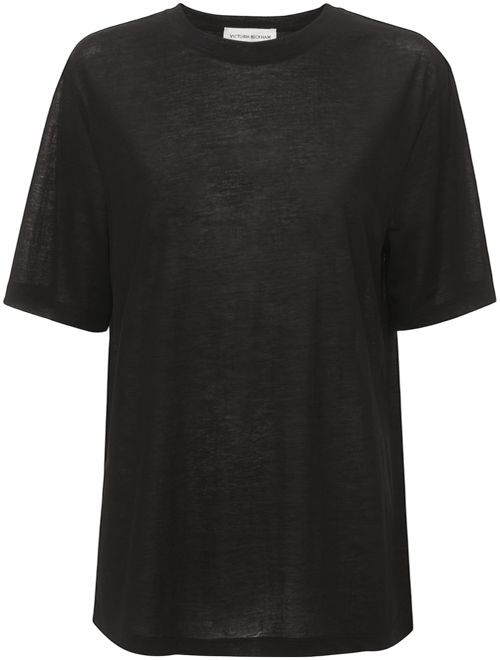 Classic Cotton Crepe T-Shirt In Black