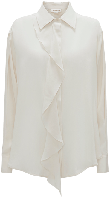 Asymmetric Ruffle Blouse In Ivory