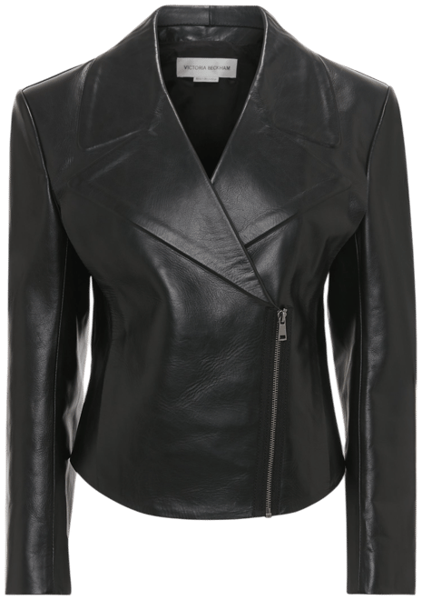 Tailored Leather Biker Jacket In Black