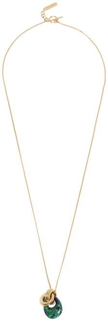 Resin Pendant Necklace In Light Gold-Lapis