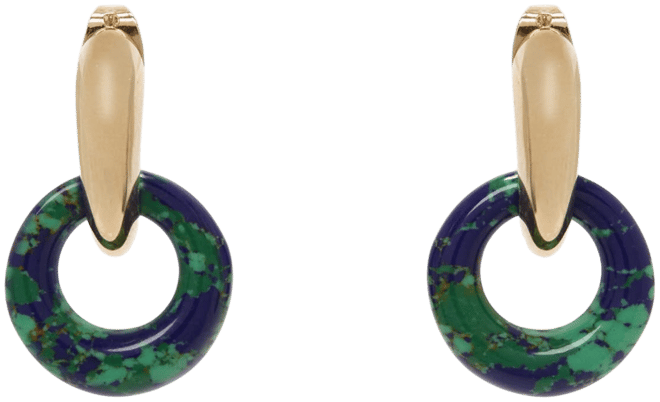 Resin Pendant Earrings In Light Gold-Lapis