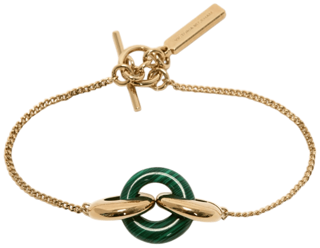 Resin Charm Bracelet In Light Gold-Emerald