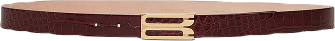 Frame Belt In Burgundy Croc Embossed Calf Leather