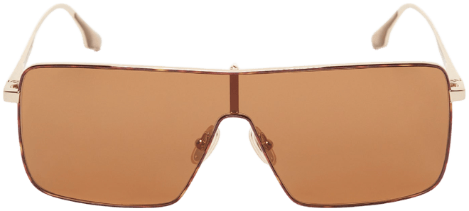 Rectangular Visor Gold-Framed Sunglasses