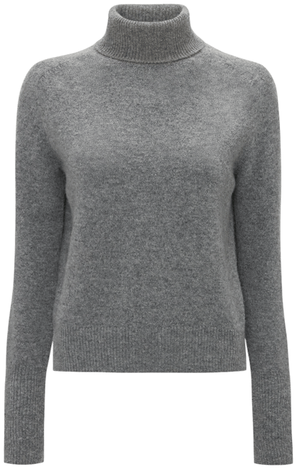 Polo Neck Jumper In Grey Melange