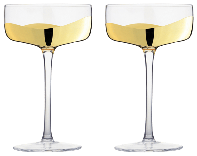 Wave Champagne Coupes, Set of 2