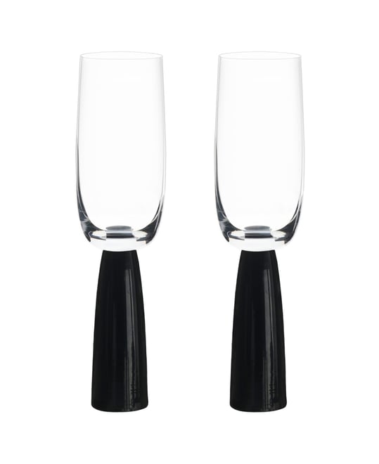 Oslo Champagne Flutes Black, Set of 2