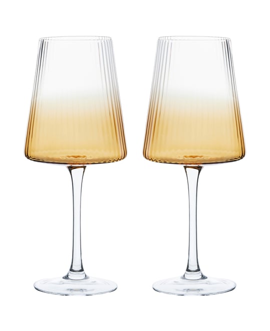 Anton Studio Designs Empire Wine Glasses Amber, Set of 2