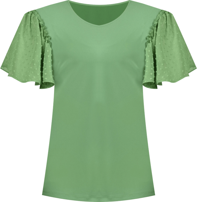 Plus Size Clip Dot Flutter Sleeve Top