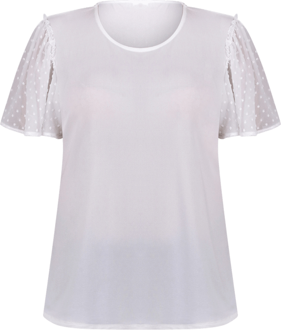 Plus Size Clip Dot Flutter Sleeve Top