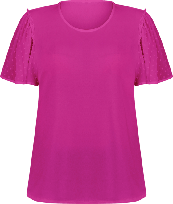 Plus Size Clip Dot Flutter Sleeve Top