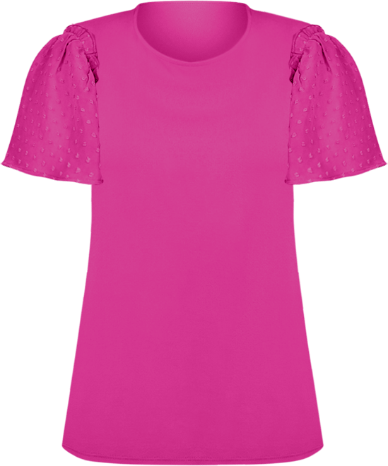 Petite Clip Dot Flutter Sleeve Top