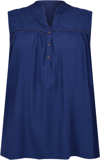 Plus Size Sleeveless Yoked Blouse