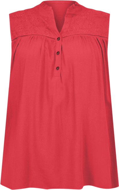 Plus Size Sleeveless Yoked Blouse