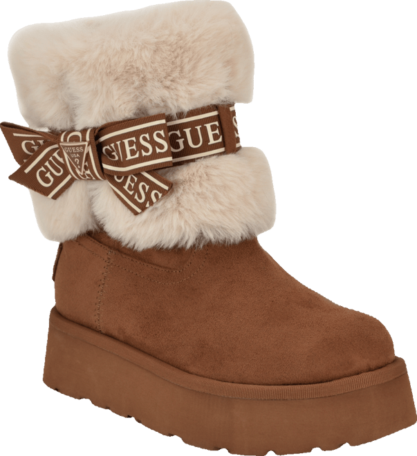 GUESS Women s Denla Cold Weather Faux Fur Cozy Booties Macy s