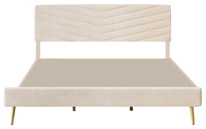 Full/Queen/King Size Upholstered Bed Frame, Velvet Bed Frame Queen With Adjustable Headboard, Platform Bed Frame And Headboard, Noise-Free, No