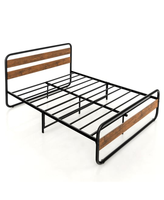 Queen Size Arc Platform Bed with Headboard and Footboard