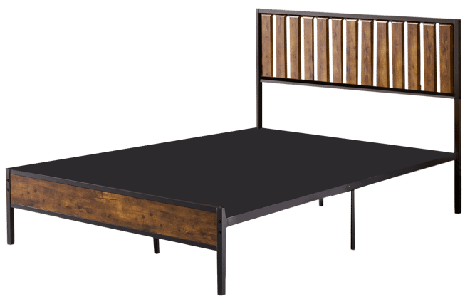 Queen Bed Frame with Wood Headboard, Platform Metal Bed Frame Queen Size with 14 Heavy Duty Steel Slats