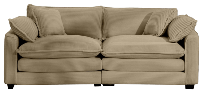Modern Fabric Living Room Sofa with 4 Pillows Upholstered Large Deep Seating Loveseat, Tan Corduroy