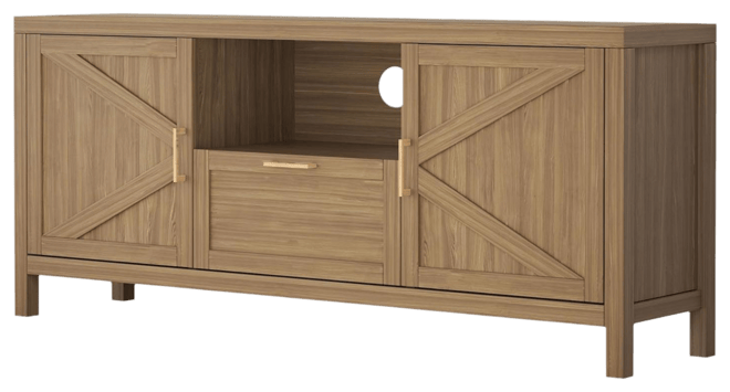 gaomon Farmhouse Tv Stand for Tvs Up to 65 Inch, Entertainment Center with Door, Media Console Cabinet,TV Console Cabinet with Storage & Adjustable Sh