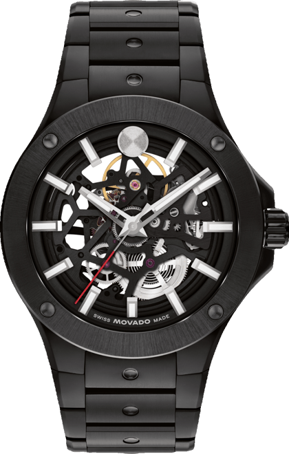 Movado Men s Alta S.E. Skeleton Swiss Automatic Black PVD Watch 43.50mm Macy s