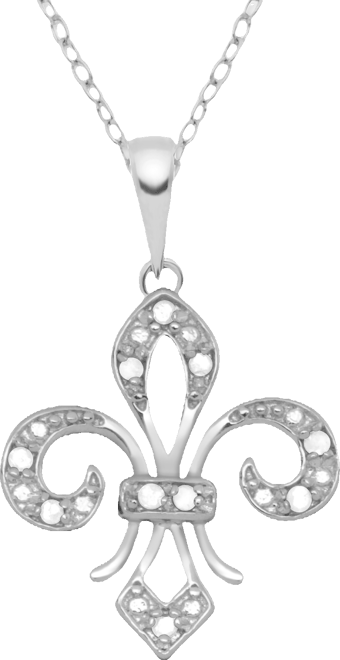 Diamond Fleur-de-Lis 18" Pendant Necklace (1/10 ct. t.w.) in Sterling Silver