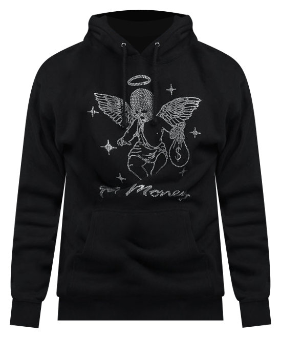Shop Hasta Muerte Get Money Rhinestone Hoodie HMANGLSTNEHD-BLK