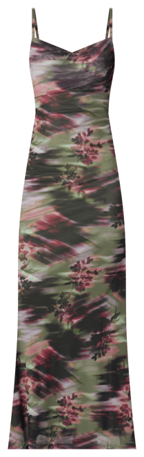 Women's Printed Mesh Cowl Gown