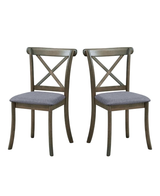 Wooden X Back Dining Chairs Set of 2, Modern Fabric Upholstered Kitchen Side 2PC Chairs, Cross Back Rubber Wood Farmhouse Dining Room Chair,Oak