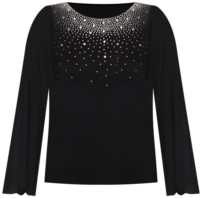 売れ筋商品|||ミスク カットソー トップス レディース Women's Crystal-Embellished Flutter-Sleeve Top Black MSK Women's Crystal-Embellished Flutter-Sleeve Top - Macy's