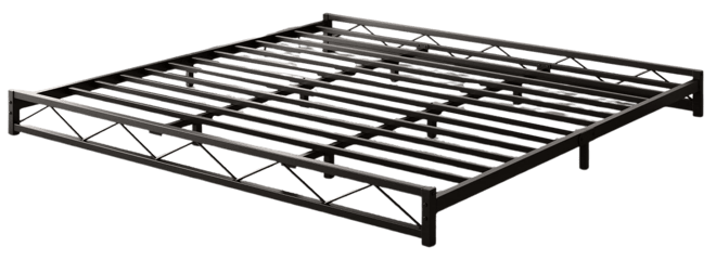 King Size Bed Frame, Metal Low Platform Bed Frame, with Wavy Pattern, Metal Slat Support