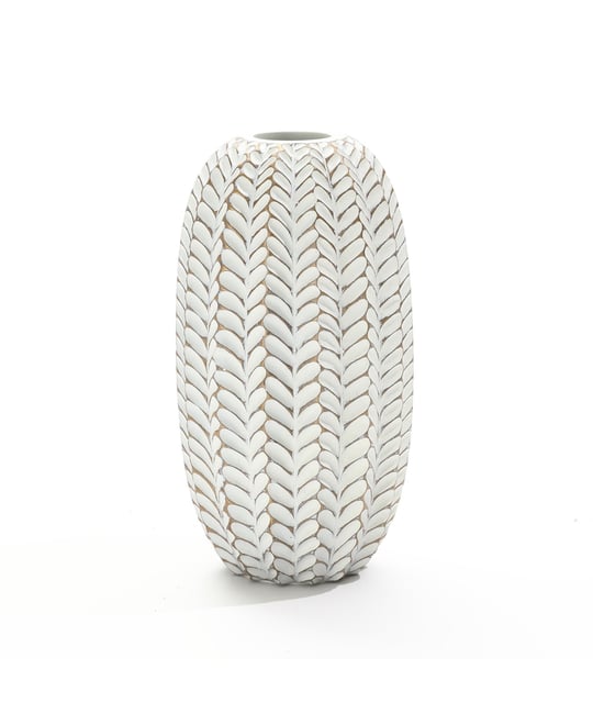 Modern Geometric Pattern Polyresin 13.5-Inch Tall Cylinder Vase