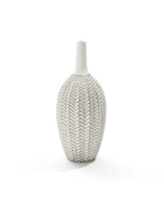Modern Geometric Pattern Polyresin 19.5-Inch Tall Trumpet Vase