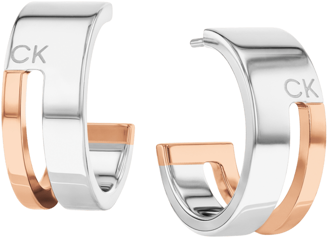 Gold-Plated Stainless Steel Geometric Small C-Hoop Earrings, 0.78"