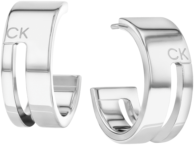 Gold-Plated Stainless Steel Geometric Small C-Hoop Earrings, 0.78"