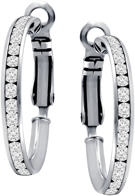 Cubic Zirconia (6-1/3 ct. t.w.) Small Hoop Earrings in Sterling Silver, 0.98", Exclusively at Macy's