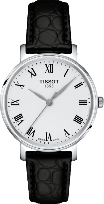 Women's Swiss Everytime Black Leather Strap Watch 34mm