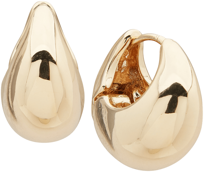 Gold-Tone Polished Tapered Chunky Small Huggie Hoop Earrings, 0.69"