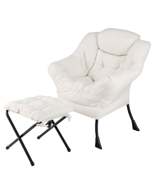 Lazy Sofa Chair Accent Leisure Armchair with Folding Footrest & Storage Pocket