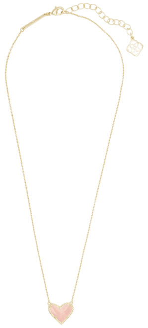 14K Gold Plated and Genuine Stone  Ari Heart Pendant Necklace