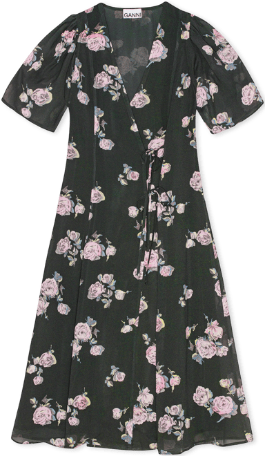 Ganni hotsell Floral crepe midi dress