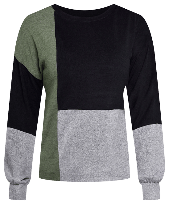 Petite Long Sleeve Colorblocked Boat Neck Top