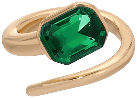 Deco Emerald 18k Gold Plated Ring